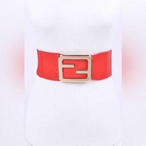 Gold Buckle Elastic Waist Statement Belt